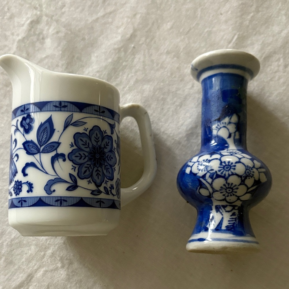 Blue and White Floral Ceramic Set